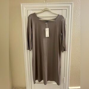 Eileen Fisher dress size PM petite medium color smoke new NWT viscose jersey
